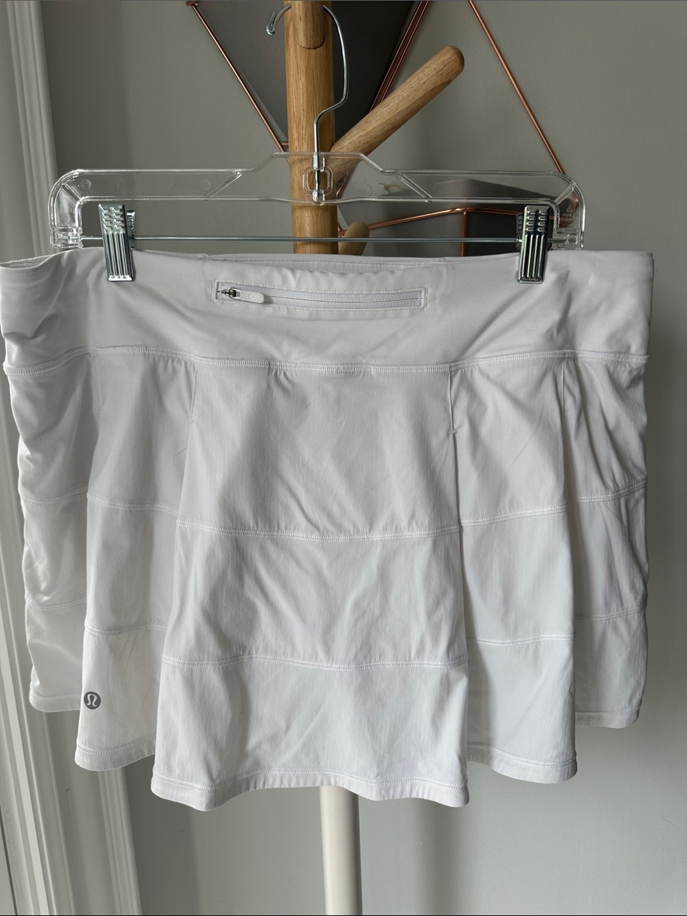 Lululemon Pace Rival Skirt White Classic Ruffles Tennis Running Yoga Size 12 - Picture 4 of 16